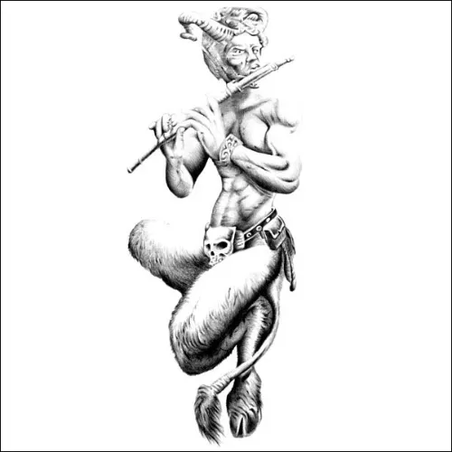 Pencil Portrait of a Joyful Couple Detailed pencil drawing of a mythical faun playing a flute, showing muscular anatomy, horns and hooves in a dynamic pose.